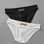 2 Pack Men's U-Pouch Design Metal-Clasp Thin Briefs