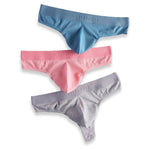 4-Pack Men's Ultra-Soft Cotton Mid-Rise Stay-Put Fit Seamless Thong