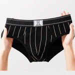 4 Pack Men's Striped Design Soft-Touch Cotton Fabric Breathable Briefs