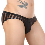 3 Pack Men's Sexy Striped Sheer Mesh Bikini