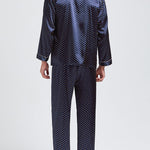 Men's Print Sleepwear Silk Satin Pajamas Set