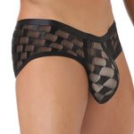 2 Pack Men's Sheer Grid Mesh Breathable Large U-Pouch Trunks