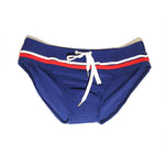 Sports Men's Striped Drawstring Swim Briefs