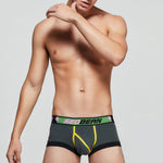 2 Pack Men's Cotton Sport Trunks with U-Pouch & Color-Block Design