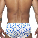 Men's 3D Pouch Printed Fitness Swim Briefs