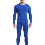 Men's Round Neck Solid Color Bamboo Fiber Thermal Underwear Set