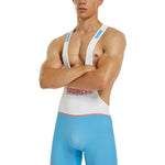 Men’s Spliced Color Wrestling Singlet Bodysuit