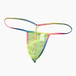 3 Pack Men's Sexy Mesh Strings with Rainbow Waistband