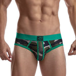 2 Pack Men's Sexy Sheer Camouflage Print Mesh Low-Rise Breathable & Quick-Dry Briefs
