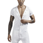 Men’s Button-Front One-Piece Romper – Soft, Stretchy & Comfortable Fit