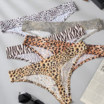 4 Pack Men's Seamless Leopard Print Low-Rise & Quick-Dry Thongs