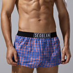 2 Pack Men's Trendy Plaid Odor-Control Seamless Comfort Boxer Shorts