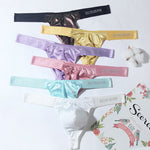 3 Pack Men's Low Waist Transparent Sexy Large Pouch Ice Silk Thong