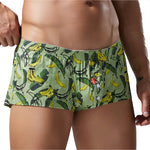 2 Pack Men's Banana Print Cotton Lounge Shorts with Button Fly