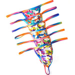 4 Pack Men's Low Rise Fashion Mesh Rainbow Camo Print Thongs