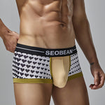 2 Pack Men's Low Rise Sexy Heart U-Shaped Pouch Boxer Briefs