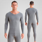 Men's V-neck Fleece Thermal Underwear Set
