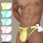 Men's Sexy Translucent Lace-up Briefs with Unfastened U-shaped Large Pouch