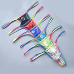 3-pack Men's Sexy Rainbow Transparent Convex Pouch Breathable Thong
