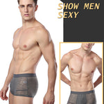 2-pack Men's Ice Silk Breathable Printed Hollow Boxer Briefs