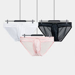 2 Pack Men's Ice Silk Breathable Sexy Low-Rise Anti-Odor Briefs