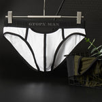 Men’s Spliced Lines U Convex Pouch Cotton Briefs