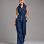 Quinn | Zip-Front Denim Wide-Leg Jumpsuit