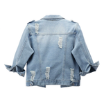FRANKIE™ – Distressed Cropped Washed Denim Jacket