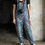 Flora | Floral Print Baggy Bib Overalls
