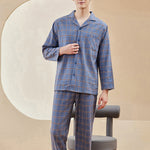 Men's Long Sleeve Woven Brushed Cotton Pajama Set
