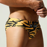 Men's Breathable Tiger Print Beach Vacation Swim Briefs