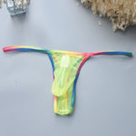 3-pack Men's Sexy Rainbow Transparent Convex Pouch Breathable Thong