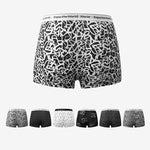 4 Pack Men's Ice Silk Printed Comfy Waistband Stretch Fit Trunks