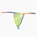 3 Pack Men's Sexy Mesh Strings with Rainbow Waistband