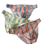 4 Pack Men's Striped Breathable Cotton Slim-Fit U-Pouch Briefs