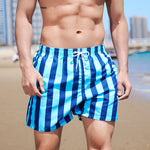 Men's Spliced Striped Drawstring Waist Board Shorts