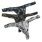 4 Pack Men's Trendy Prints U-Pouch Mesh & Breathable Thongs