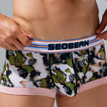 Men's Stylish Printed Trunks with Paisley and Camouflage Design