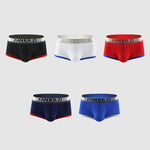 2 Pack Men's Color Block U-Pouch Mid-Rise Sporty Trunks