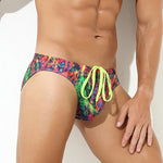 Men’s Sexy Low-rise Print Briefs With Drawstring