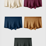 4 Pack Men's Antibacterial Cotton Jacquard Breathable Solid Color Trunks