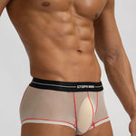 2 Pack Men’s Sexy Low-rise Transparent Mesh Trunks