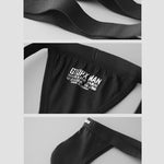 2 Pack Men's Low-Rise Sexy Thong with U-Pouch and Fixed Thigh Straps
