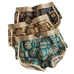 3 Pack Men's Vintage Print Cotton Comfy Waistband Soft Touch Trunks
