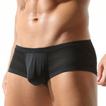 2 Pack Men's Sexy Semi-Sheer Lace Mesh Trunks with Contoured U-Pouch