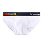 Men's Mesh Briefs With Colorful Spliced Lines