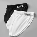 2 Pack Men's U-Shaped Pouch Low-Rise Metal-Clasp Thin Briefs