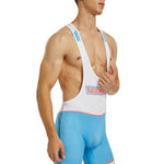 Men’s Spliced Color Wrestling Singlet Bodysuit