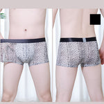 2-pack Men's Leopard Print Sexy Mesh Boxer Briefs