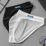 2 Pack Men's Thin Ice Silk Face Mask Fabric U-Convex Sexy Semi-Transparent Bikini